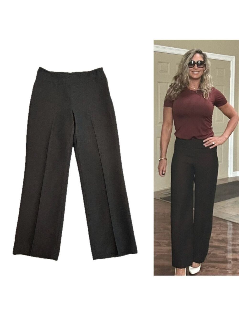 Akris Dark chocolate Brown Wool blend straight leg Trouser dress Pants 6 lined
